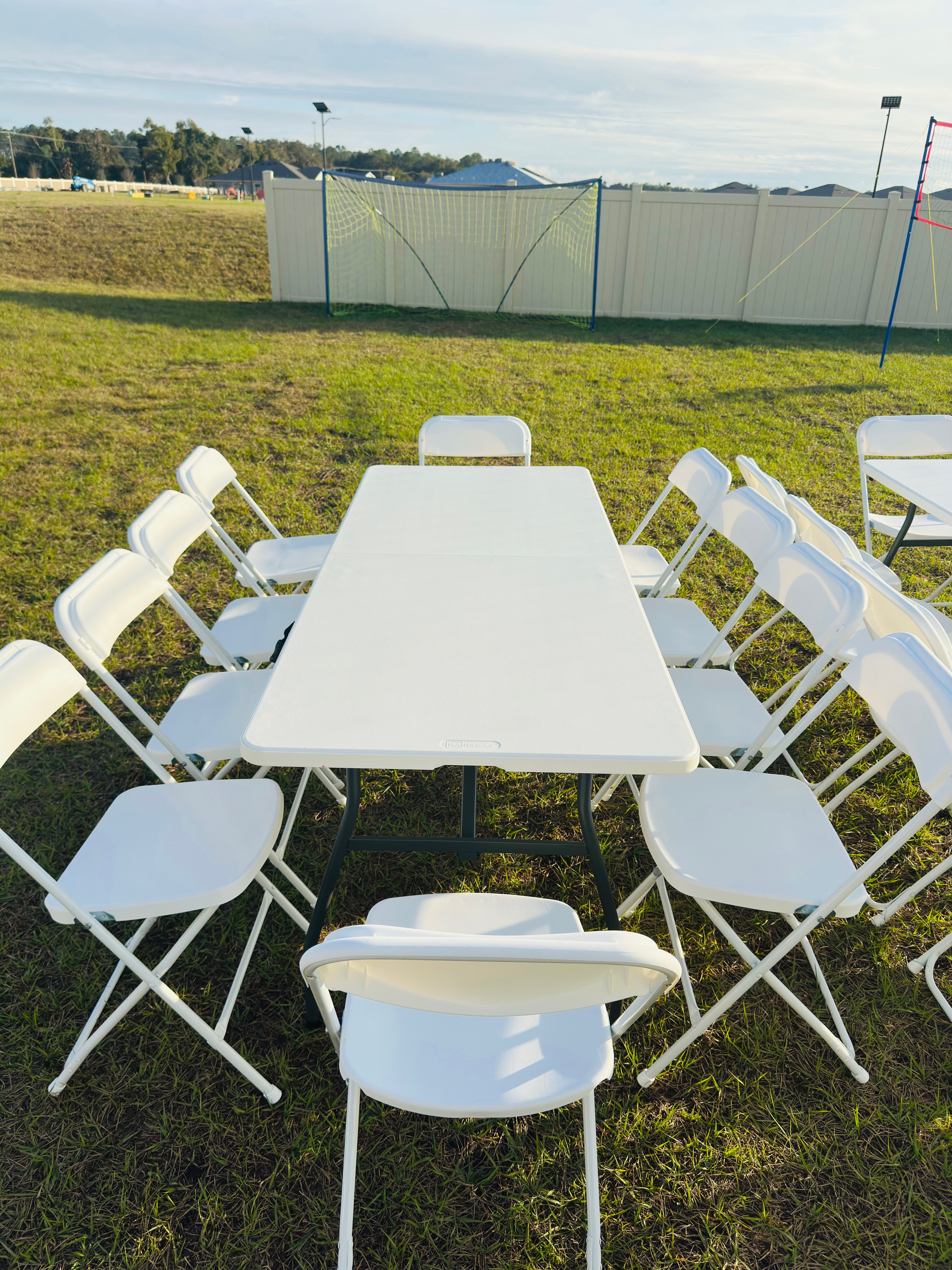 Backyard table and chair setup